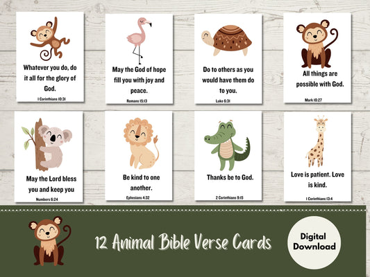Children's Bible Verse Cards with Jungle Animals