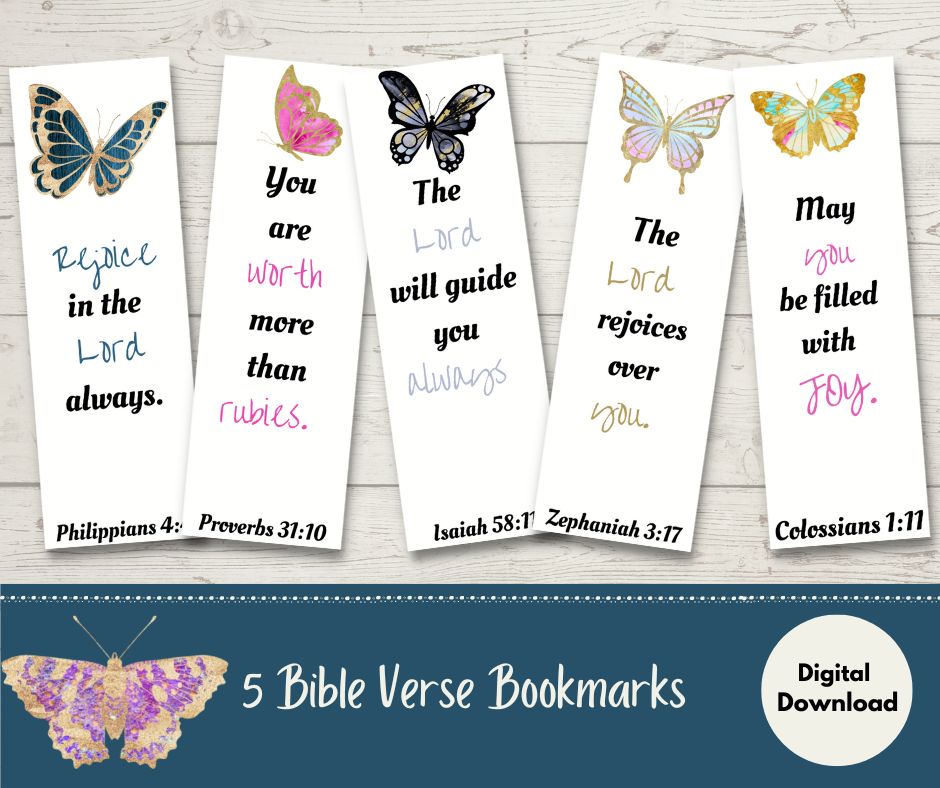 Bible Verse Bookmark Butterflies