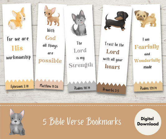 Bible Verse Bookmarks with Dogs