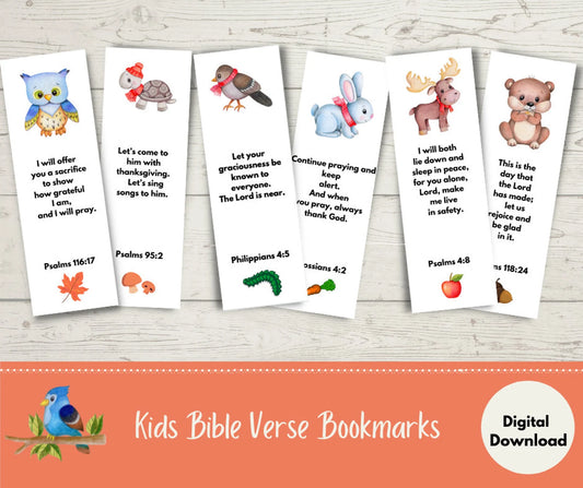 Bible Verse Bookmarks with Woodland Animals