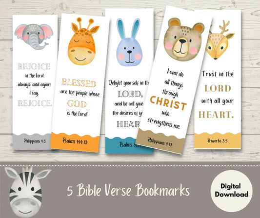 Jungle Animal Bible Verse Bookmarks